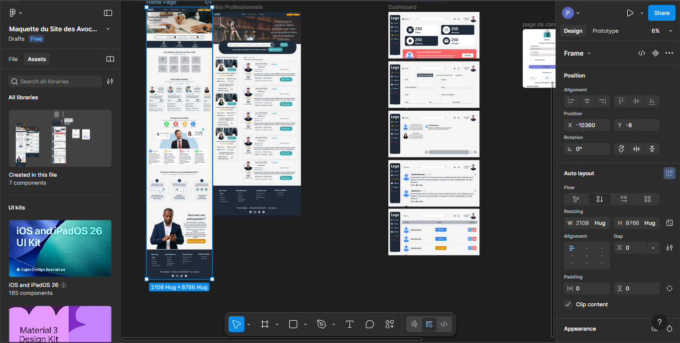 Maquette de site web pour un cabinet d'avocats